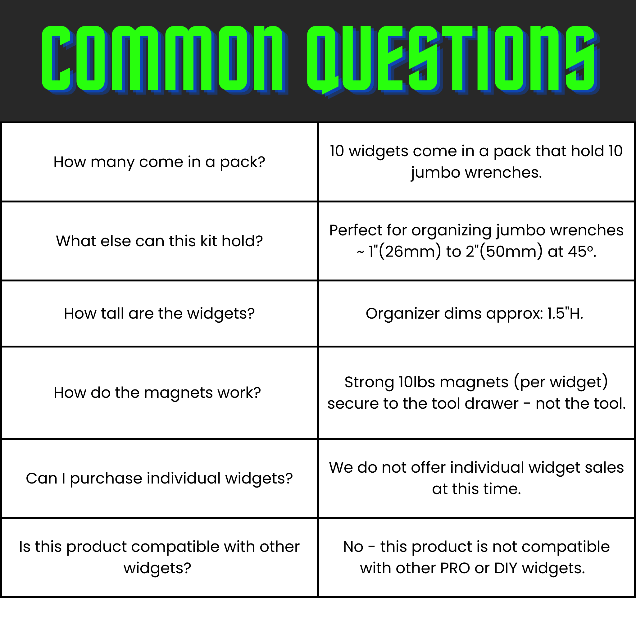 Pro - Large Wrench Organizers - Toolbox Widget Canada Wrench Organizer, Wrench Organization, Toolbox Widget, Tool Box Widget, Tool Organization, Wrench Holder