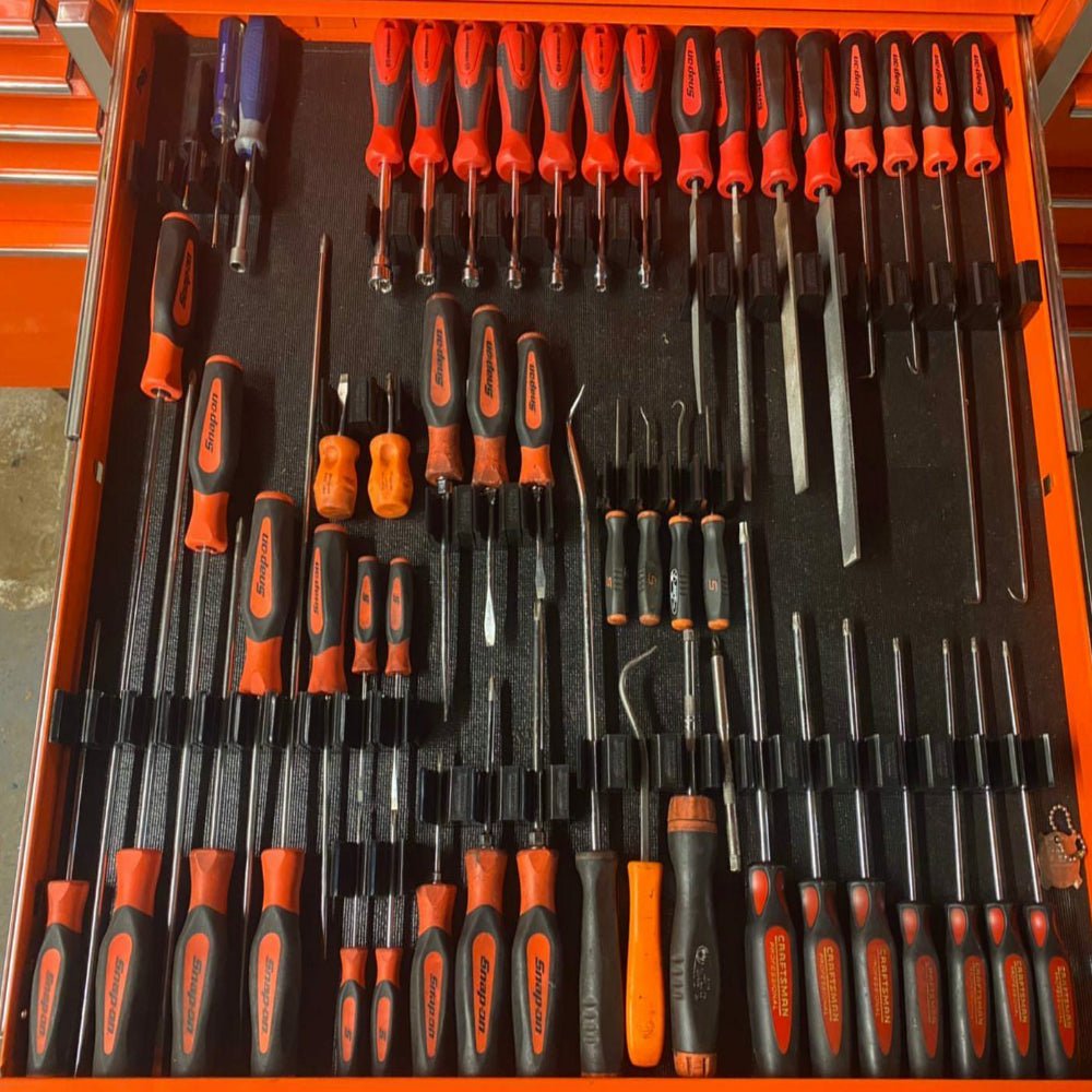 Tool Sorter Screwdriver Organizer Tray (Red) - Holds Up To 16 Screwdrivers & 8 Bits