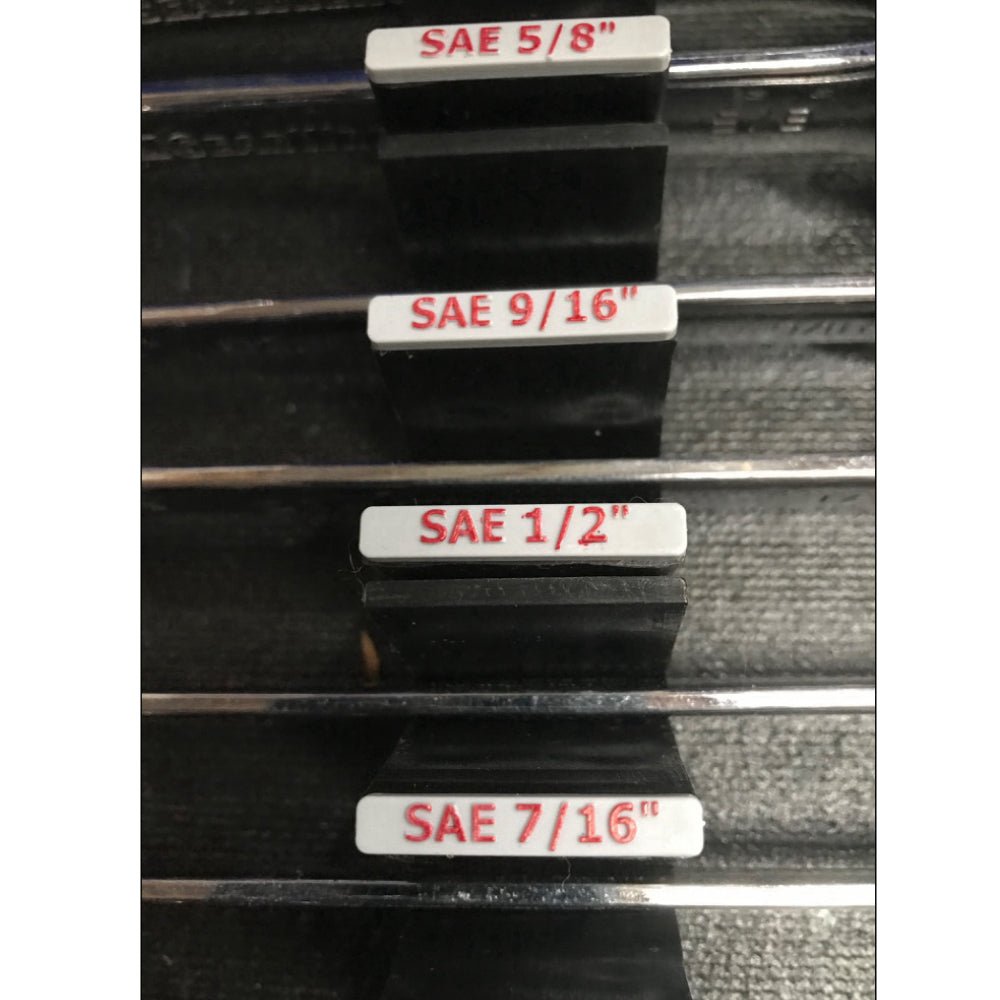 Wrench Size Labels - SAE+ (2.0) - Toolbox Widget Canada Wrench Organizer, Wrench Organization, Toolbox Widget, Tool Box Widget, Tool Organization, Wrench Holder