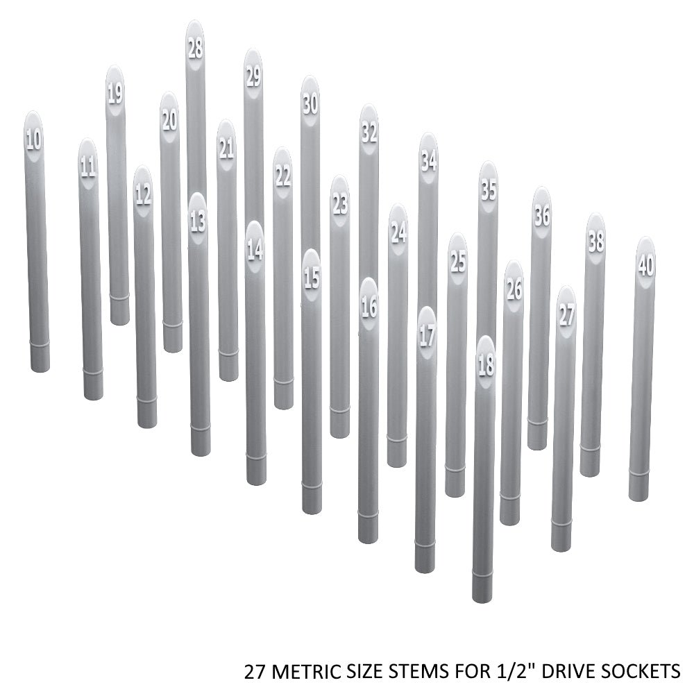 1/2" Socket Stems - Metric - Toolbox Widget Canada Socket Organizer, Socket Organization, Toolbox Widget, Tool Box Widget, Tool Organization, Socket Holder, Socket Tray