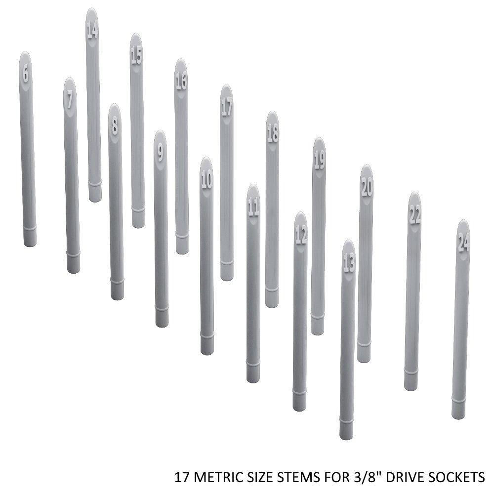 3/8" Socket Stems - Metric - Toolbox Widget Canada Socket Organizer, Socket Organization, Toolbox Widget, Tool Box Widget, Tool Organization, Socket Holder, Socket Tray